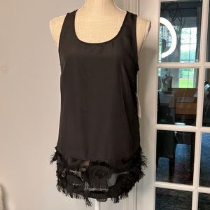 Stella&Dot Maette black tank with eyelash trim, size S